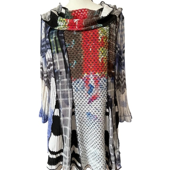 Ali Miles size large office blouse career mature modest color block mixed print - Picture 14 of 16